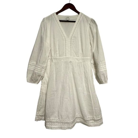 Women's J. Crew White 100% Cotton Long Sleeve Dress - Picture 1 of 10